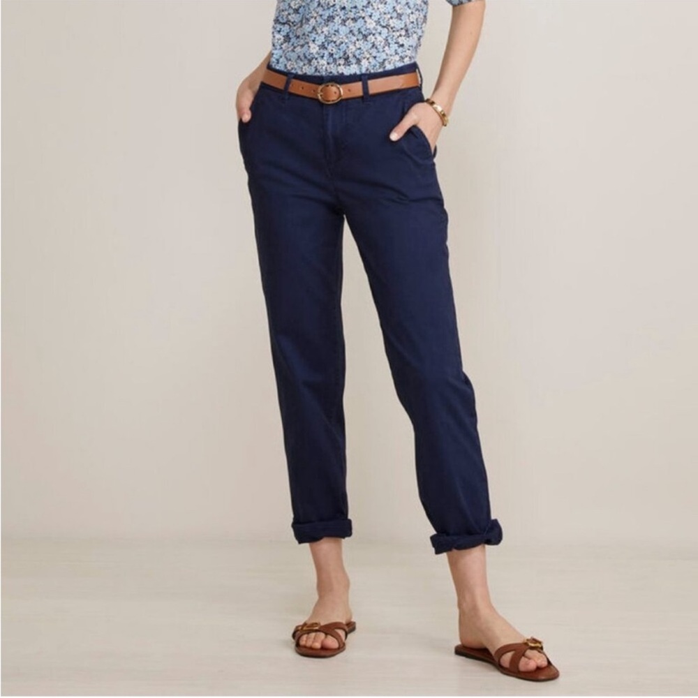 Kirrin Finch Windsor Chino Pants Navy Blue Plus Size 20 Minimalist Office Cotton